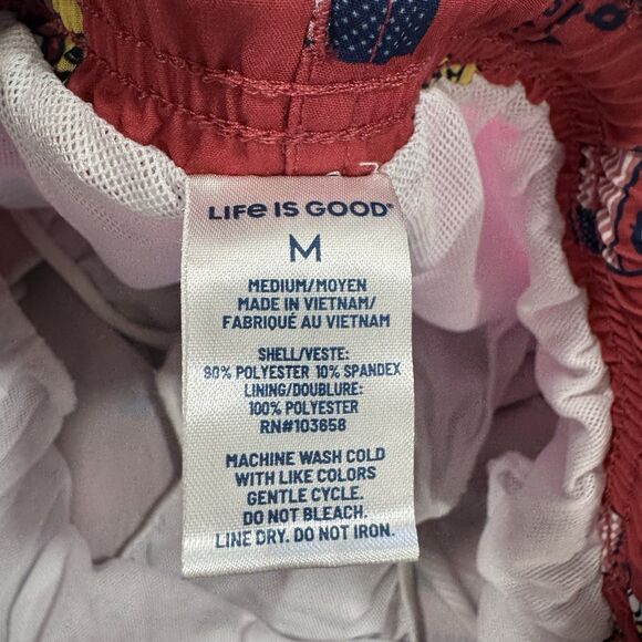 Life Is Good Swim Shorts Mens Med Red Lined 7" Trunks UPF 50 USA Patriotic Dog - Picture 11 of 12